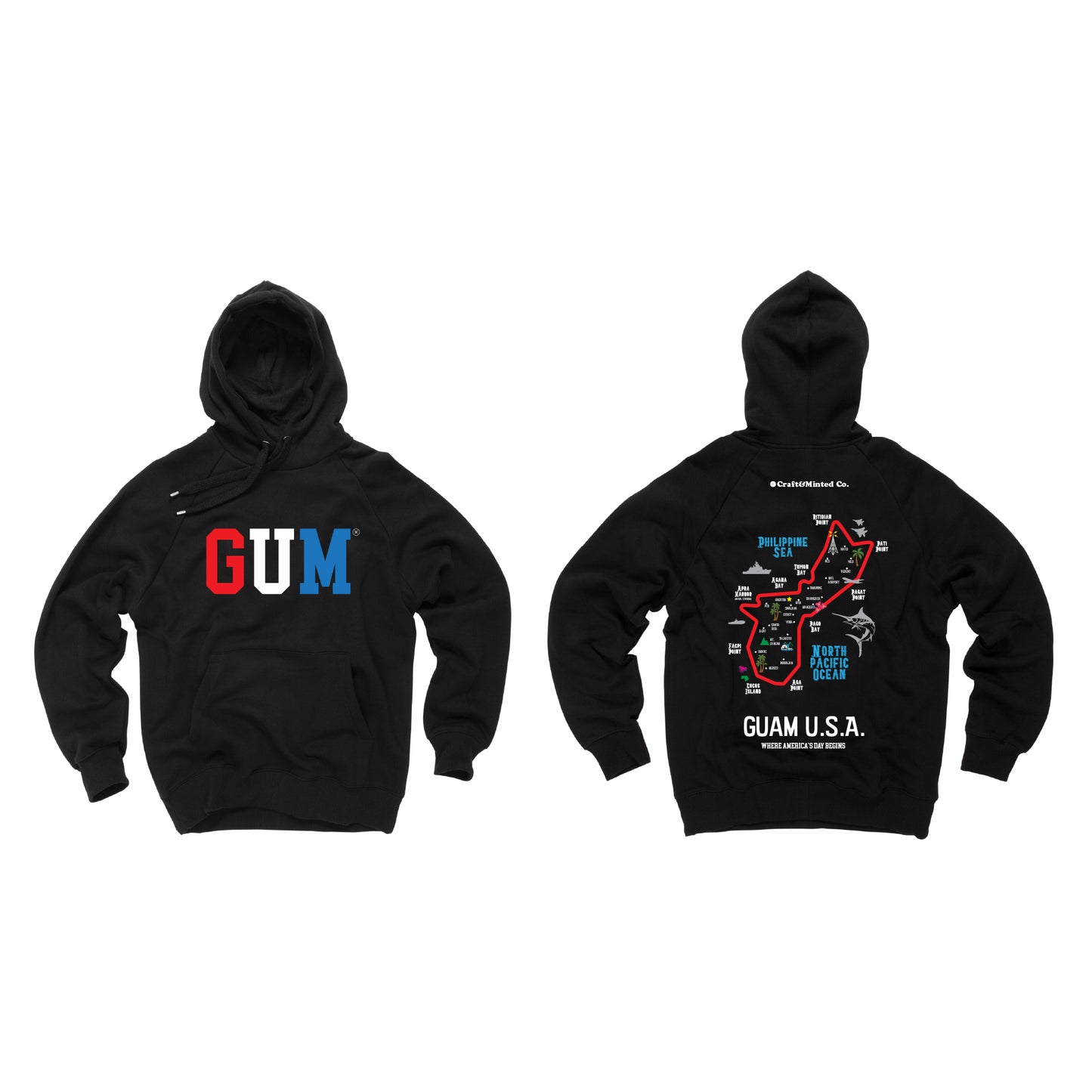 GUM Guam Map Black